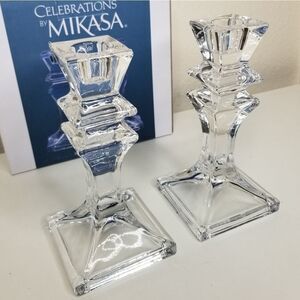 Celebrations by Mikasa Set of 2 Crystal Candlesticks Holders 6.25"